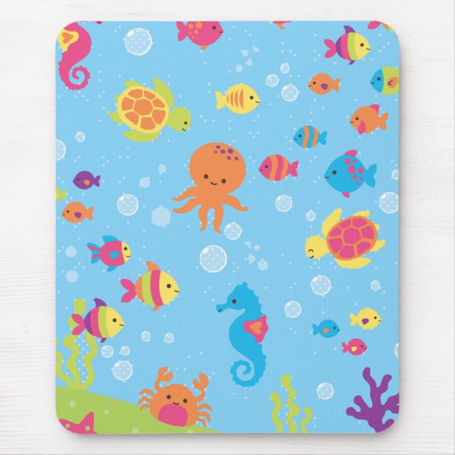 Cute Underwater Scene Mouse Mat (Front)