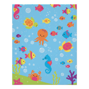 Cute Underwater Scene Poster