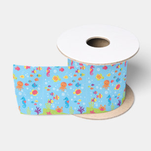Cute Underwater Scene Satin Ribbon