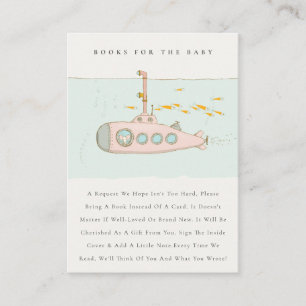 Cute Underwater Submarine Books For Baby Shower Enclosure Card