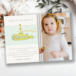 Cute Underwater Submarine Photo Any Age Birthday Thank You Card
