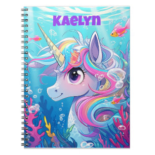 Cute Underwater Unicorn Mermaid Girl's Notebook