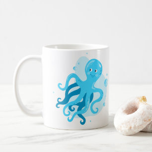 Cute underwater world. Ocean life. Blue Octopus Coffee Mug