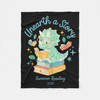 Cute Unearth a Story Triceratops Dinosaur Reading Fleece Blanket