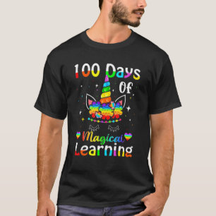 Cute Unicorn 100 Days Of Magical Learning 100th Da T-Shirt