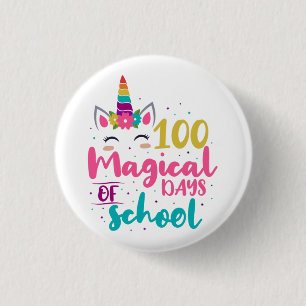 Cute Unicorn 100 Magical Days Of School 3 Cm Round Badge