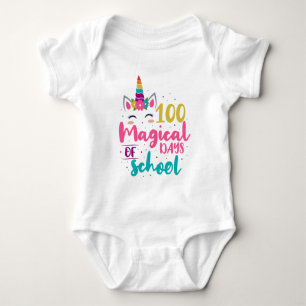 Cute Unicorn 100 Magical Days Of School Baby Bodysuit