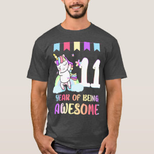 Cute Unicorn 11th Birthday 11 Year Of Being Awesom T-Shirt