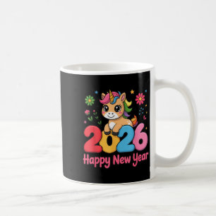 Cute Unicorn 2026 Horse Year Happy New Year Kawaii Coffee Mug