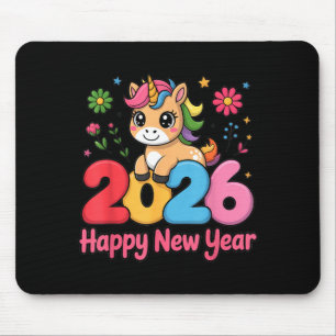 Cute Unicorn 2026 Horse Year Happy New Year Kawaii Mouse Mat