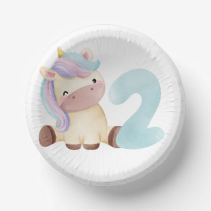 Cute unicorn 2nd Birthday Paper Plate