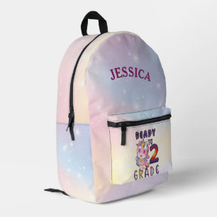 Cute Unicorn 2nd Grade Personalised Name Printed Backpack