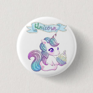 Cute unicorn 3 cm round badge
