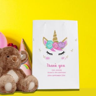 Cute unicorn 4th birthday girl thank you small gift bag