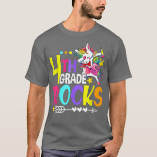 Cute Unicorn 4th Grade Rocks Funny First Day Back  T-Shirt