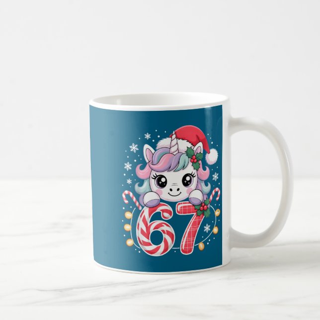 Cute Unicorn 67 Christmas Meme Six Seven Christmas Coffee Mug (Right)