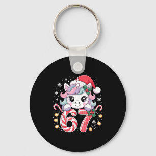 Cute Unicorn 67 Christmas Meme Six Seven Christmas Key Ring