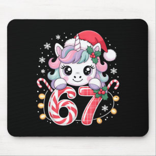 Cute Unicorn 67 Christmas Meme Six Seven Christmas Mouse Mat