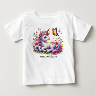 Cute unicorn add name fantasy Baby T-Shirt