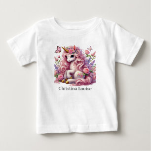 Cute unicorn add name fantasy baby T-Shirt