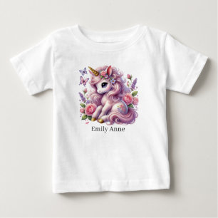 Cute unicorn add name fantasy Baby T-Shirt
