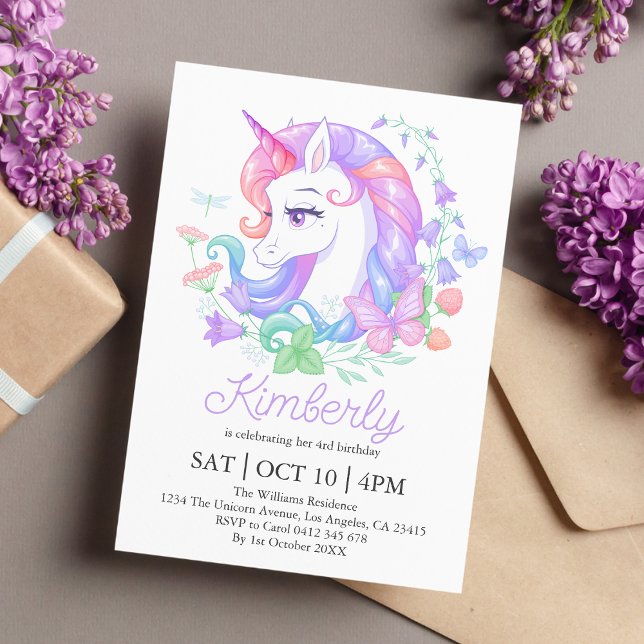 Cute Unicorn All Ages Kids Birthday  Invitation (Creator Uploaded)