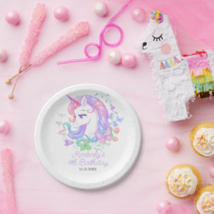 Cute Unicorn All Ages Kids Birthday  Paper Plate