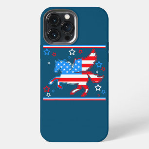 Cute Unicorn American Flag Americorn Women Girl iPhone 13 Pro Max Case