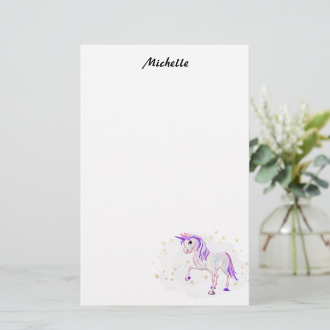 Cute Unicorn and Stars Stationery (Standing Front)