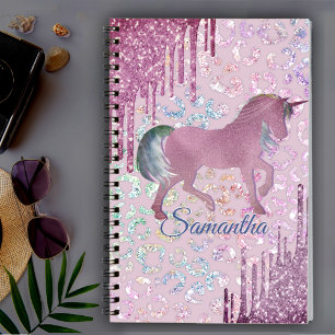 Cute Unicorn Animal Print Drips monogram  Notebook