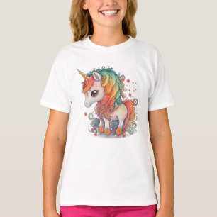 cute unicorn art girls t-shirts