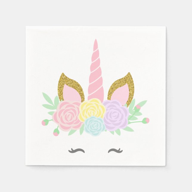 Cute Unicorn Baby Shower Napkins (Front)