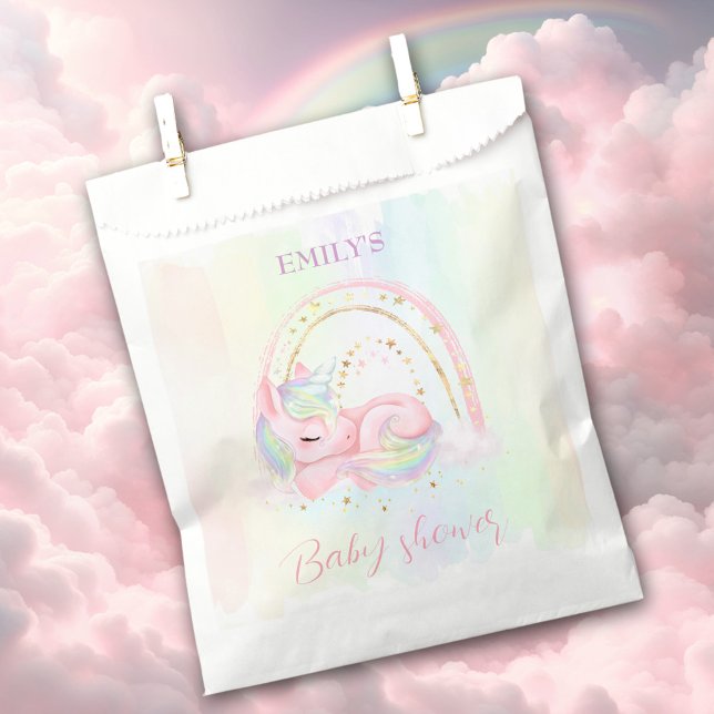 Cute Unicorn Baby Shower Pastel Paper Favour Bag (Cute Unicorn Baby Shower Pastel Paper Favor Bag)