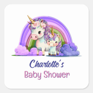 Cute Unicorn Baby Shower Square Sticker