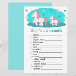 Cute Unicorn Baby word scramble game