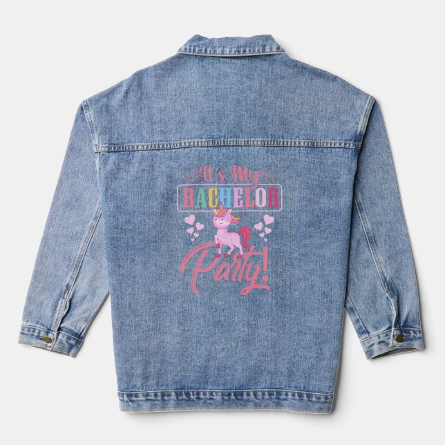Cute Unicorn Bachelor Party Denim Jacket (Back)