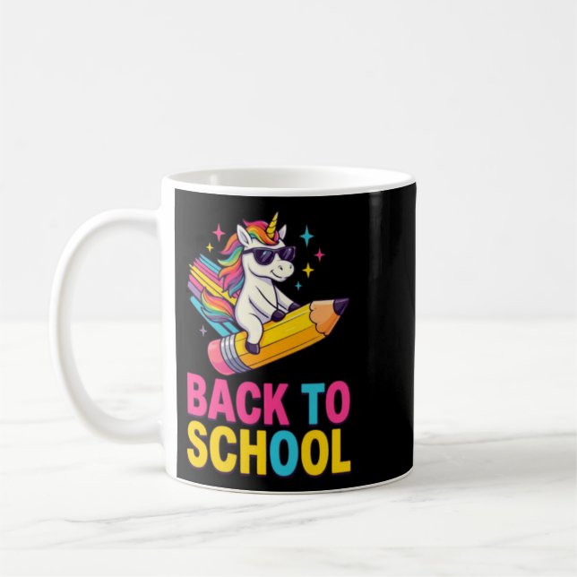 Cute Unicorn Back To School First Day Of School Coffee Mug (Left)