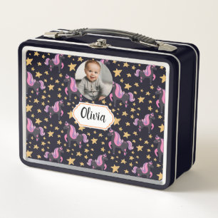 Cute Unicorn Back to School Metal Lunch Box