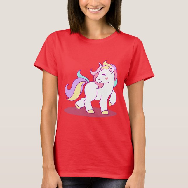 Cute Unicorn Background T-Shirt (Front)