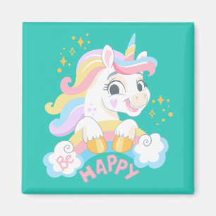 Cute unicorn Be Happy Magnet