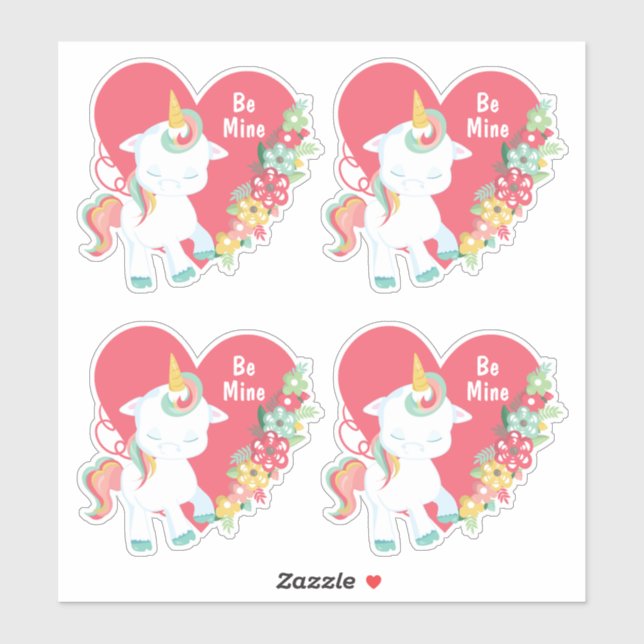 Cute Unicorn Be My Valentine Heart (Sheet)