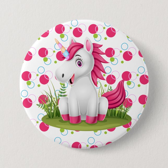 Cute Unicorn Birthday Button Favour (Front)