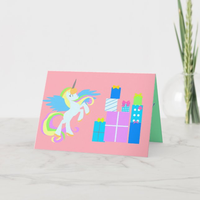 Cute UNICORN Birthday Card for girls (Front)