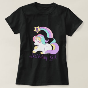 Cute Unicorn Birthday Custom Number Typography Art T-Shirt