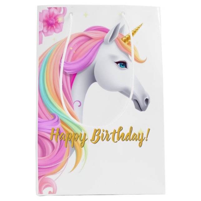 Cute Unicorn Birthday Gift Bag (Front)