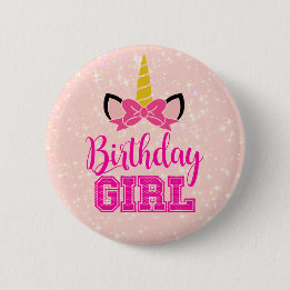 Cute Unicorn BIRTHDAY GIRL 6 Cm Round Badge