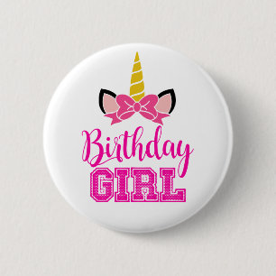 Cute Unicorn BIRTHDAY GIRL 6 Cm Round Badge