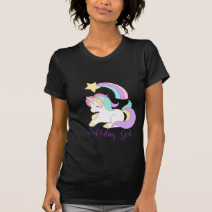 Cute Unicorn Birthday Girl Trendy Typography Art T-Shirt