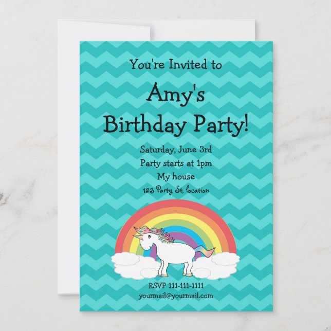 Cute unicorn birthday invitation (Front)