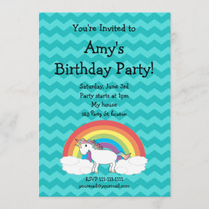 Cute unicorn birthday invitation
